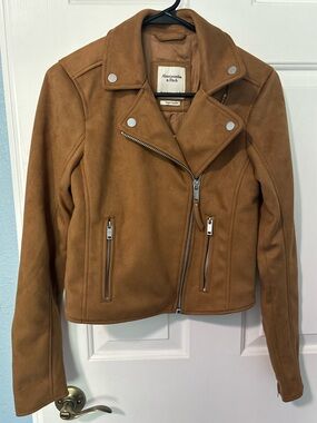 NWT Abercrombie & Fitch Vegan Suede Brown Moto Jacket